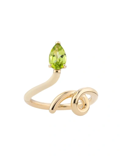 Shop Bea Bongiasca B Half Ring In Gold And Panna In White