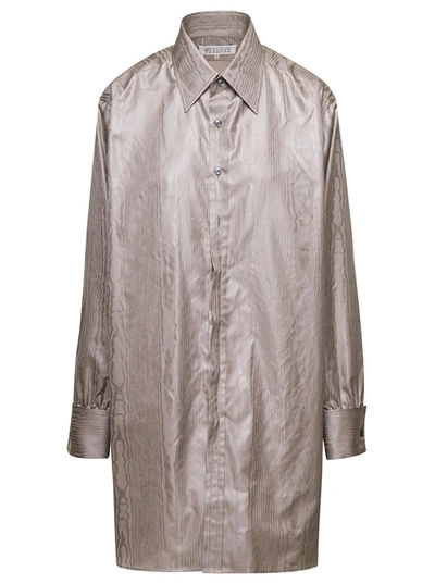 Shop Maison Margiela Beige Oversze Poly Moire Shirt In Polyester Woman