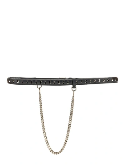 Shop Alexander Mcqueen Belt With Pendant Chain In Black