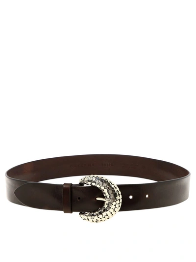Shop Orciani Belt With Silver Buckle In Brown