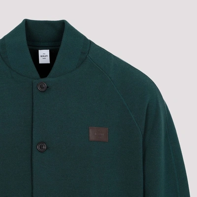 Shop Berluti Wool Double Face Scritto Blouson Jacket In Green