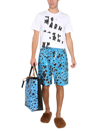 Shop Marni Bermuda Shorts With Pop Dots Print In Blue