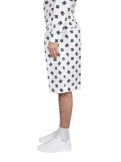 Shop Dolce & Gabbana Bermuda With All Over Logo In White