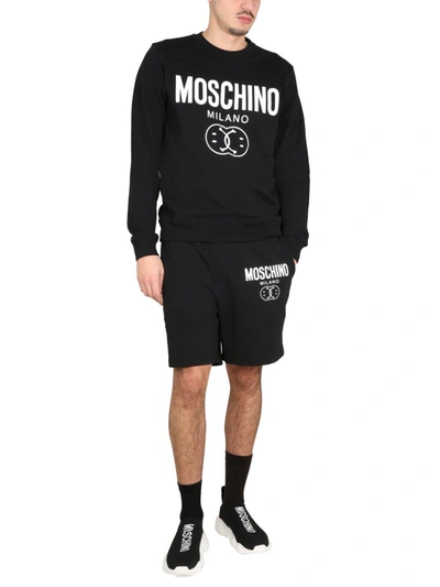 Shop Moschino Bermuda With Logo In Black