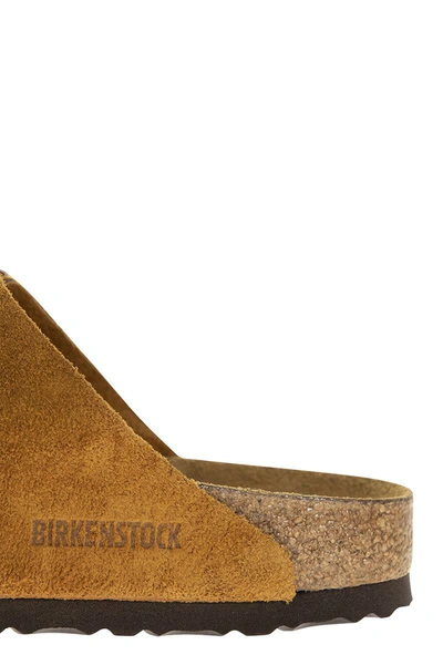 Shop Birkenstock Arizona - Suede Leather Slipper In Mink