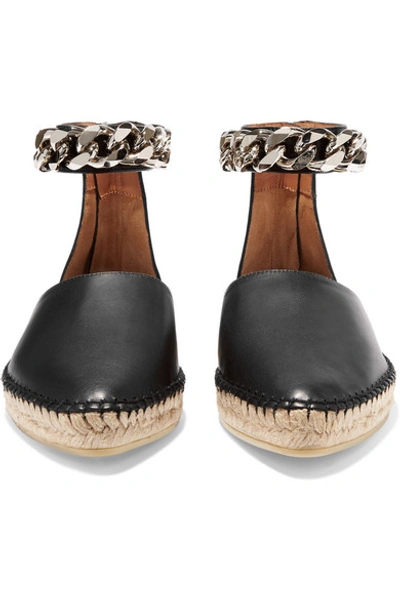 Shop Givenchy Maremma Espadrilles In Chain-trimmed Black Leather