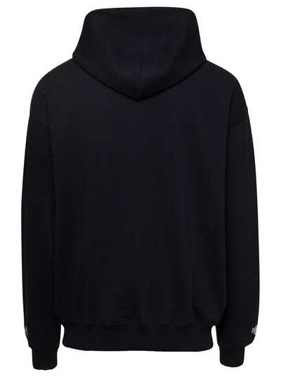 Shop Drôle De Monsieur Black Hoodie Drôle Fleuri With Logo On The Chest In Cotton Man