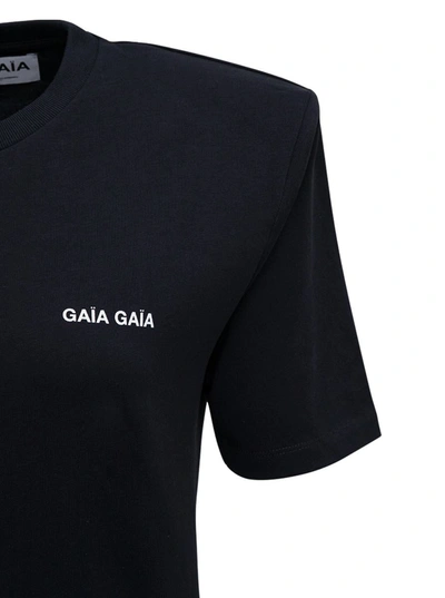 Shop Gaïa Gaïa Black Jersey T-shirt With Padded Shoulder Straps And Logo