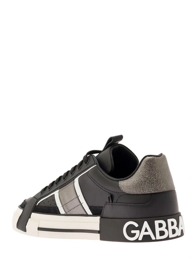 Shop Dolce & Gabbana Black Ns1 Low Top Sneakers In Calf Leather Man