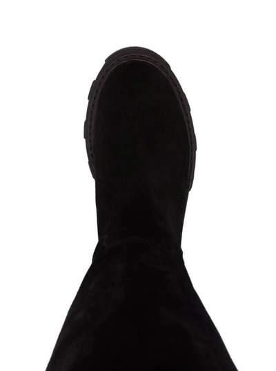 Shop Gia Borghini Black Slip-on Boots With Chunky Sole In Suede Woman