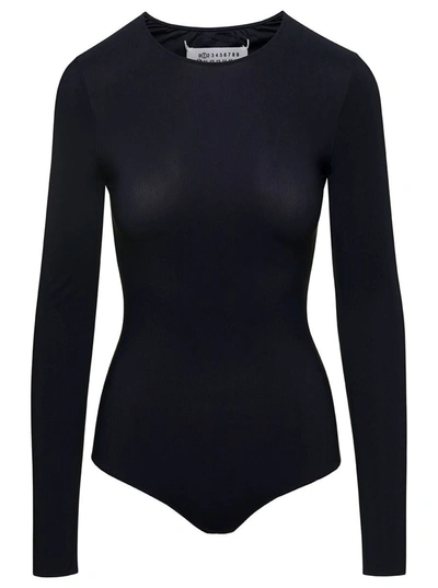 Shop Maison Margiela Black Stretch Long Sleeves Body-suit In Polyamide Blend Woman