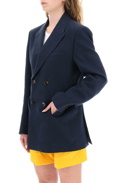 Shop Blazé Milano Blaze Milano Midday Sun Daybreak Blazer In Linen In Blue