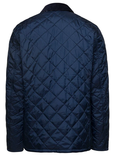 Shop Barbour Blue Herron Quilted Jacket With Contrast Collar In Polyamide Man