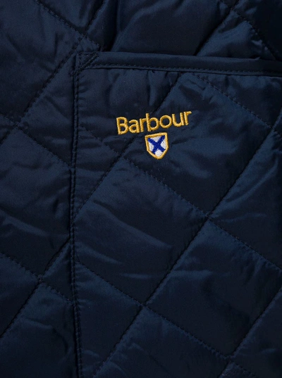 Shop Barbour Blue Herron Quilted Jacket With Contrast Collar In Polyamide Man
