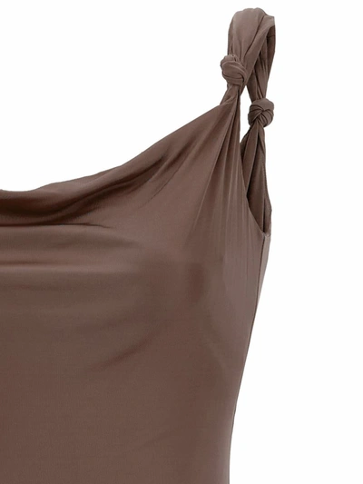 Shop Blumarine Long Jersey Dress In Brown