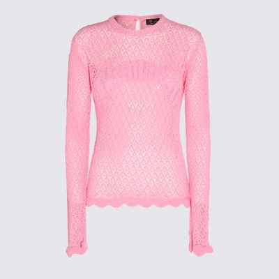 Shop Blumarine Pink Viscose And Cotton Blend Sweater