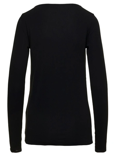 Shop Totême Boat Neck Top With Long Sleeves In Black Viscose Woman