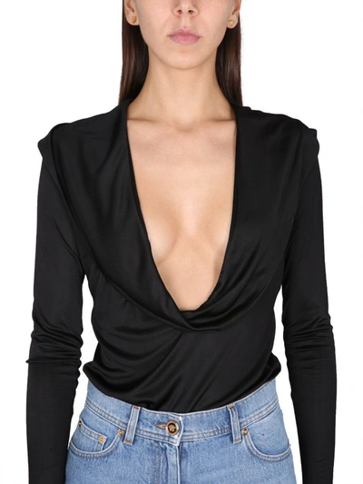 Shop Versace Bodysuit With Hood In Black