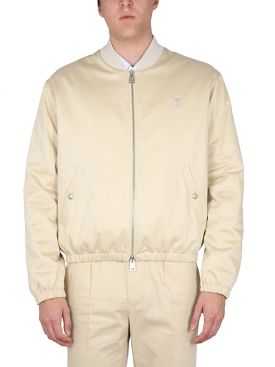 Shop Ami Alexandre Mattiussi Bomber Jacket In Ivory