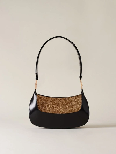 Shop Borbonese Borsa Cross Over M Bags In X80 Nero/op Naturale