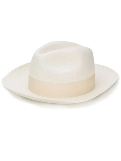 Shop Borsalino Panama Straw Hat In Cream