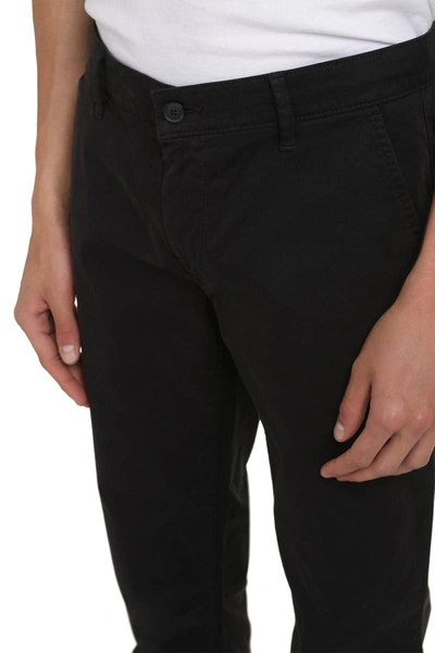 Shop Hugo Boss Boss Cotton Chino Trousers In Black