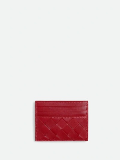 Shop Bottega Veneta Woven Card Holder Accessories In Red