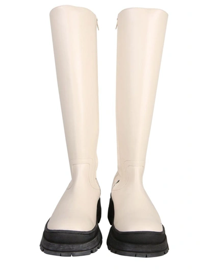 Shop Staud Bow Tall Boots In Beige