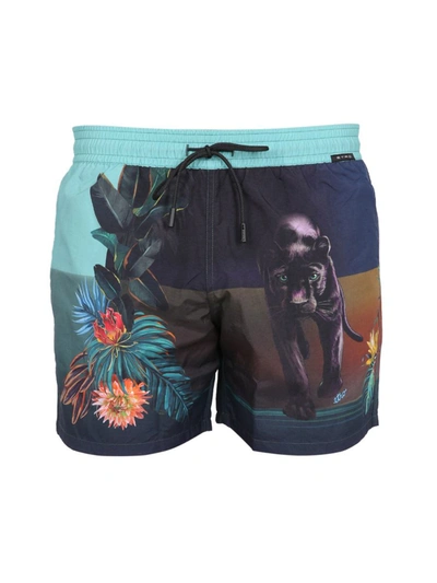 Shop Etro Boxer Swimsuit With Print In Multicolor