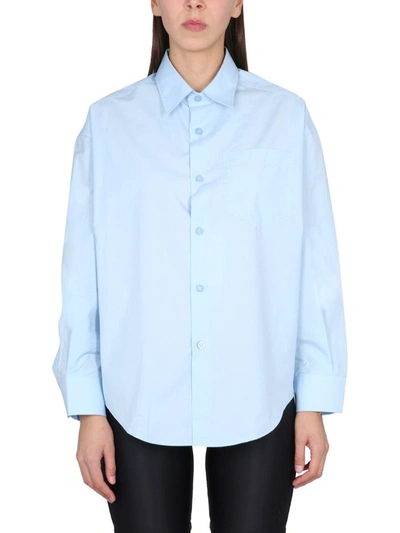 Shop Ami Alexandre Mattiussi Boxy Fit Poplin Shirt In Blue