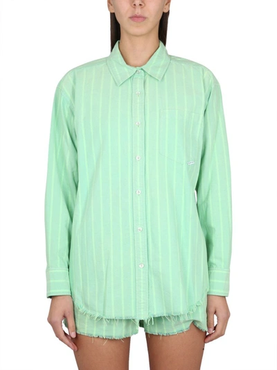 Shop Alexander Wang T Alexanderwang.t Boyfriend Shirt In Green