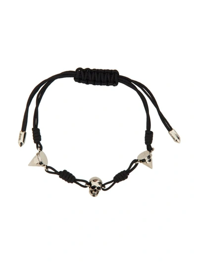 Shop Alexander Mcqueen Bracelet With Studs And Skull In Black