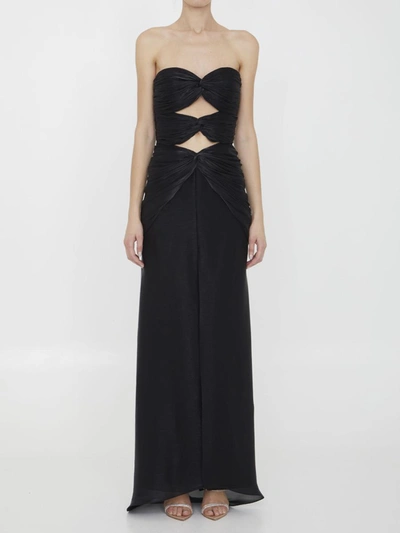 Shop Costarellos Brigitta Lurex Georgette Dress In Black