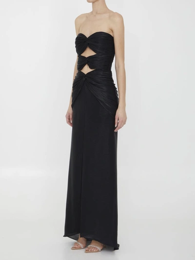 Shop Costarellos Brigitta Lurex Georgette Dress In Black