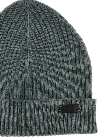 Shop Brioni English Ribbed Beanie In Green