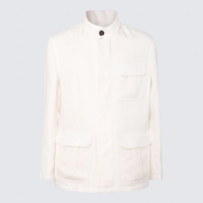 Shop Brioni White Leather Casual Jacket
