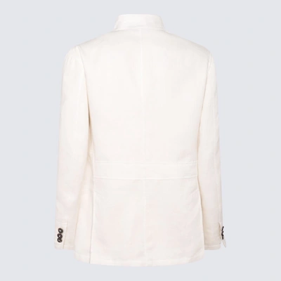 Shop Brioni White Leather Casual Jacket