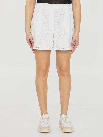 Shop Kenzo Broderie Anglaise Cotton Shorts In White