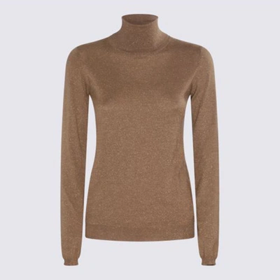 Shop Brunello Cucinelli Camel Cashmere And Silk Blend Sweater In Brown