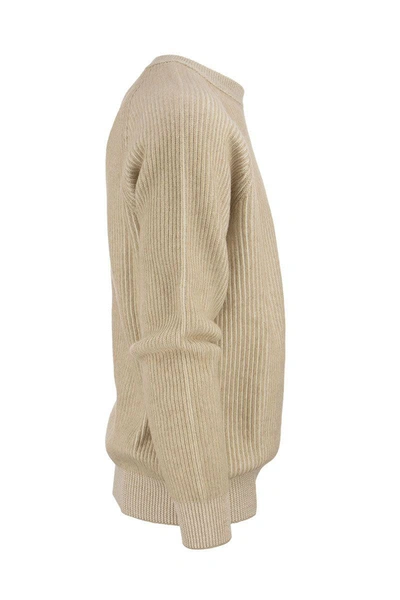 Shop Brunello Cucinelli Cashmere Crew-neck Jumper In Honey