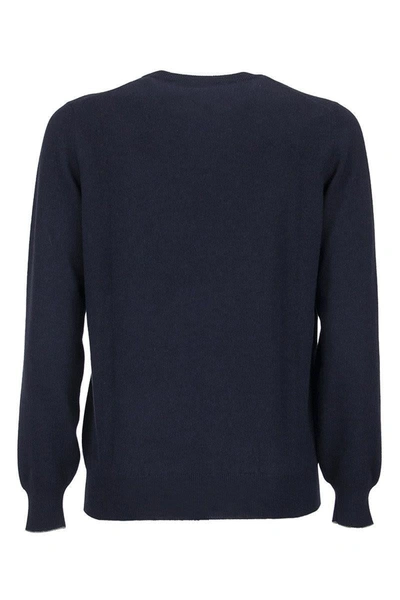 Shop Brunello Cucinelli Cashmere Sweater Crewneck Knitwear In Blue