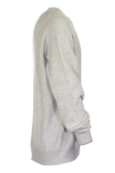 Shop Brunello Cucinelli Cashmere Sweater Round Neck In Grey