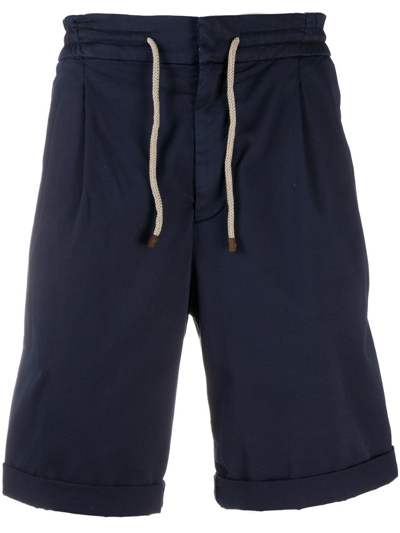 Shop Brunello Cucinelli Cotton Shorts With Drawstring In Blue