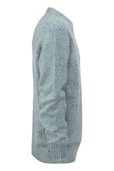 Shop Brunello Cucinelli Crew-neck Sweater In Wool And Cashmere Mix In Light Blue