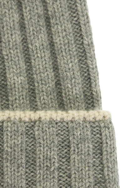 Shop Brunello Cucinelli English Rib Cashmere Knit Beanie In Grey