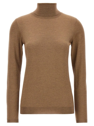 Shop Brunello Cucinelli Glitter Turtleneck Sweater In Brown