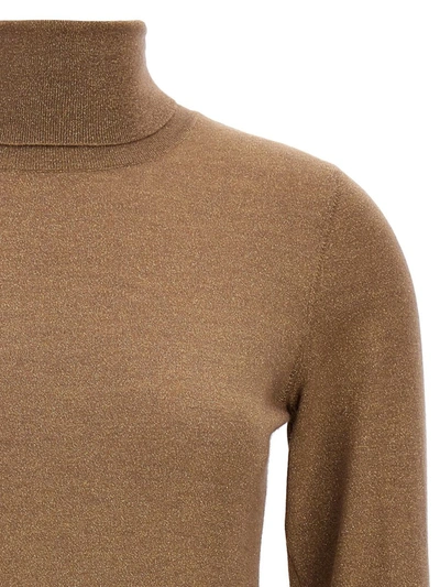 Shop Brunello Cucinelli Glitter Turtleneck Sweater In Brown