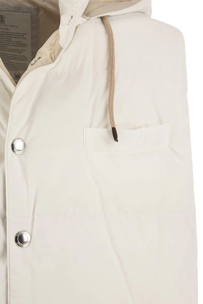 Shop Brunello Cucinelli Hooded Down Jacket In White/beige