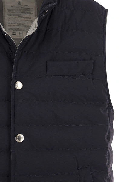 Shop Brunello Cucinelli Lightweight Sleeveless Down Jacket In Navy Blue