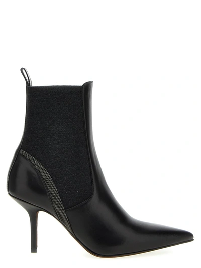 Shop Brunello Cucinelli Monile Leather Ankle Boots In Black